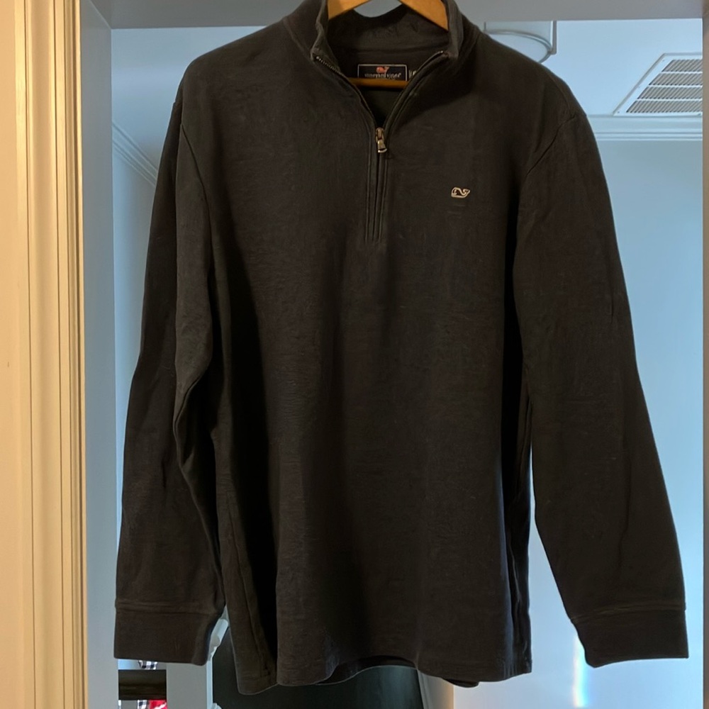 blue subtle stripe Vineyard Vines 3/4 zip